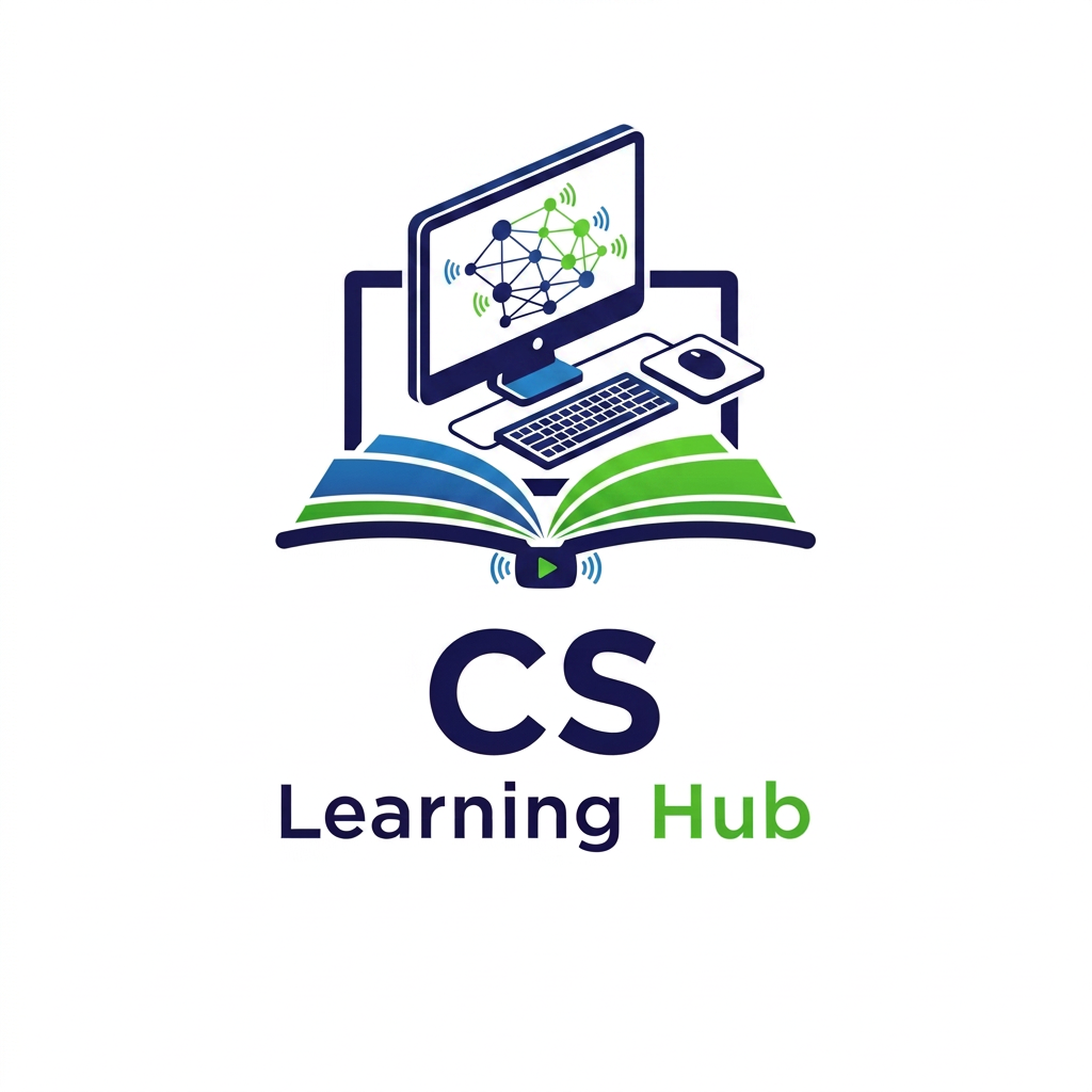AI Design for Craete a logo for online lectures for computer book  cs learning hub add a computer image