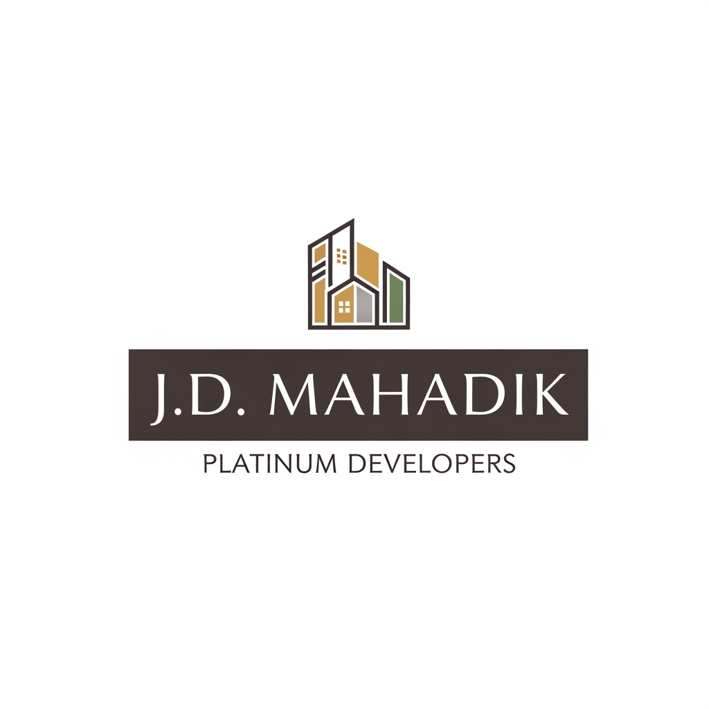AI Design for hey hello, Create a logo for J.D. Mahadik Platinum Developers you can use the very professional delecate font for the logo and matter Kindly use very wise, the colours should be very earthy and make the attractive for those who are in real estate industry.