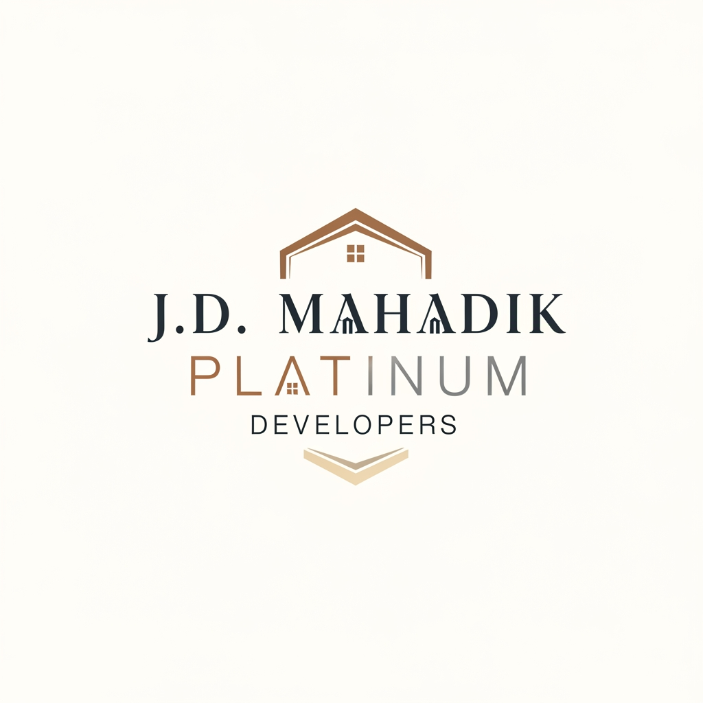 AI Design for hey hello, Create a logo for J.D. Mahadik Platinum Developers you can use the very professional delecate font for the logo and matter Kindly use very wise, the colours should be very earthy and make the attractive for those who are in real estate industry.