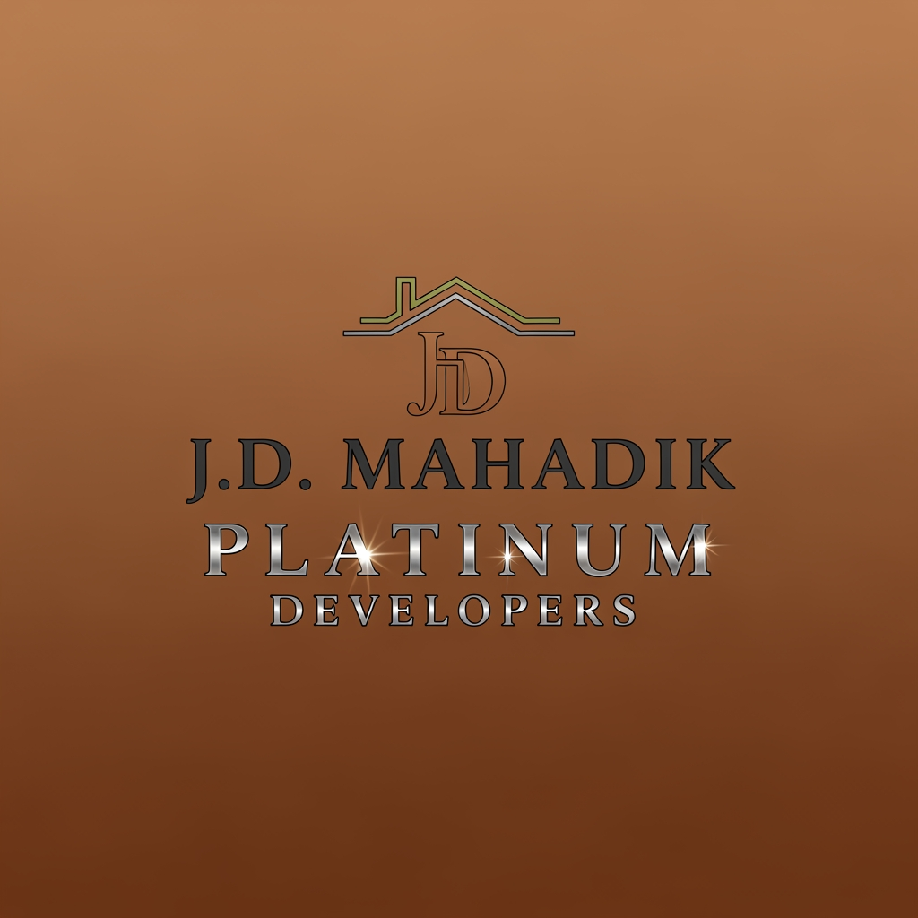 AI Design for hey hello, Create a logo for J.D. Mahadik Platinum Developers you can use the very professional delecate font for the logo and matter Kindly use very wise, the colours should be very earthy and make the attractive for those who are in real estate industry.