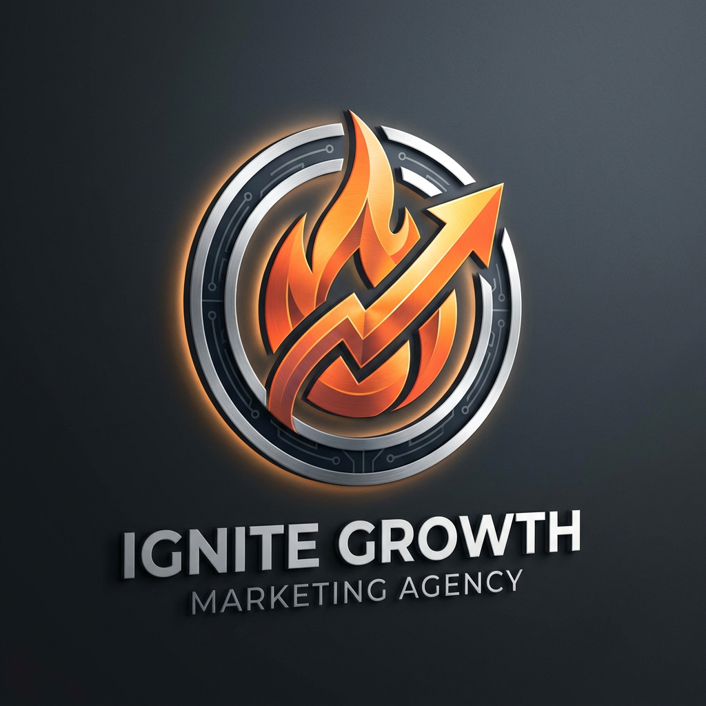 AI Design for A sleek, modern, and energetic logo design for a marketing agency, featuring a stylized abstract flame or spark icon that represents growth and impact. The aesthetic is professional yet vibrant, utilizing a sophisticated gradient color palette of electric orange, deep charcoal, and silver on a clean minimalist background. High-contrast lighting and sharp vector-style edges to create a bold, premium brand identity.
