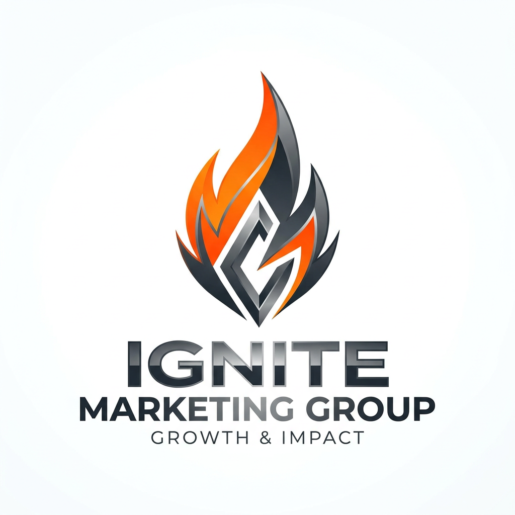 AI Design for A sleek, modern, and energetic logo design for a marketing agency, featuring a stylized abstract flame or spark icon that represents growth and impact. The aesthetic is professional yet vibrant, utilizing a sophisticated gradient color palette of electric orange, deep charcoal, and silver on a clean minimalist background. High-contrast lighting and sharp vector-style edges to create a bold, premium brand identity.