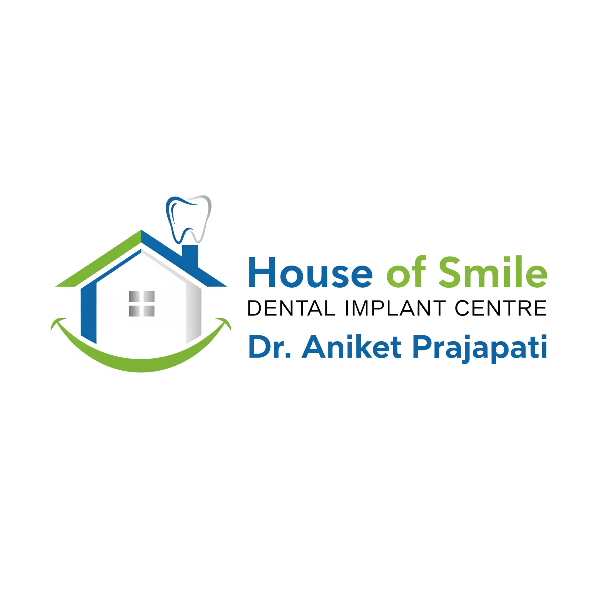 AI Design for House of Smile Dental implant centre dr. Aniket prajapati make a logo from this