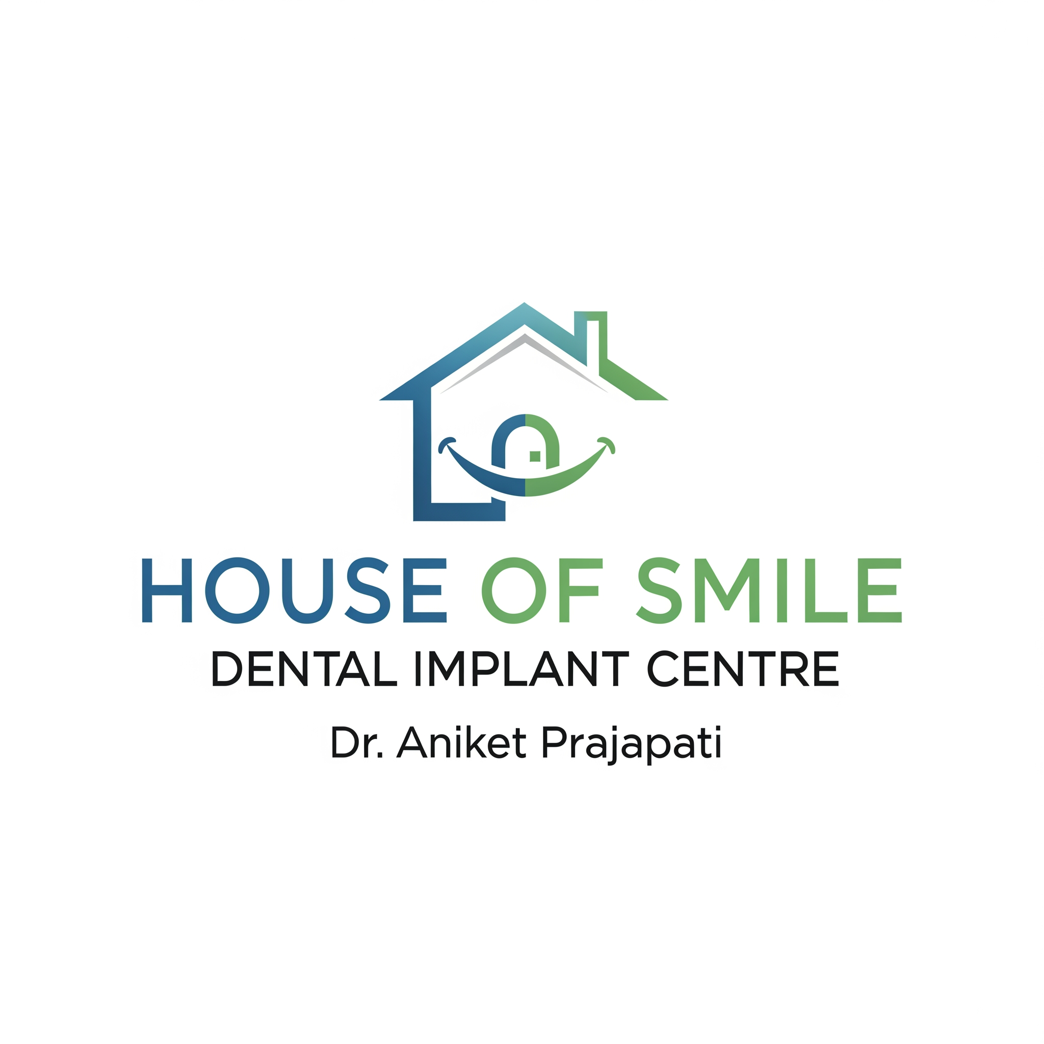 AI Design for House of Smile Dental implant centre dr. Aniket prajapati make a logo from this