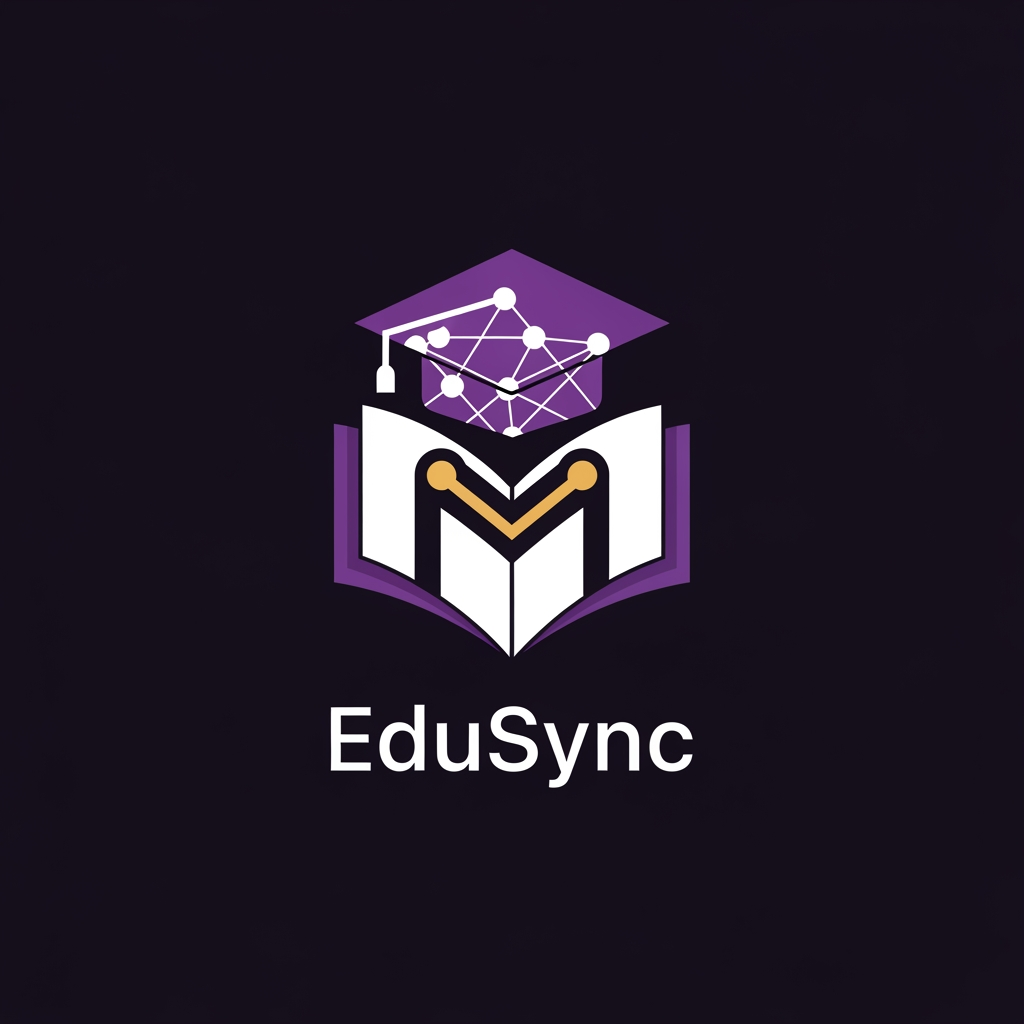AI Design for Design a modern, premium, minimalist logo for a School Management System mobile application named "EduSync".

Create a clean geometric symbol that combines elements of education, technology, growth, and connectivity.

The icon should subtly merge:
- a graduation cap or open book
- digital network connections
- upward growth
- smart learning

Style:
- premium SaaS startup branding
- modern flat vector design
- clean negative space
- memorable app icon
- suitable for Android, iOS, web, and enterprise software
- professional and trustworthy
- not childish or cartoon

Color Palette:
- Deep Purple #6F5ACD
- Gold Accent #F4C542
- White
- Dark Background #0B0B12

Requirements:
- scalable vector logo
- simple enough for app icon
- luxury tech aesthetic
- Dribbble-quality design
- award-winning branding style
- centered composition
- no mockups, no background objects, logo only

Output:
high-end vector logo, transparent background, 4K quality