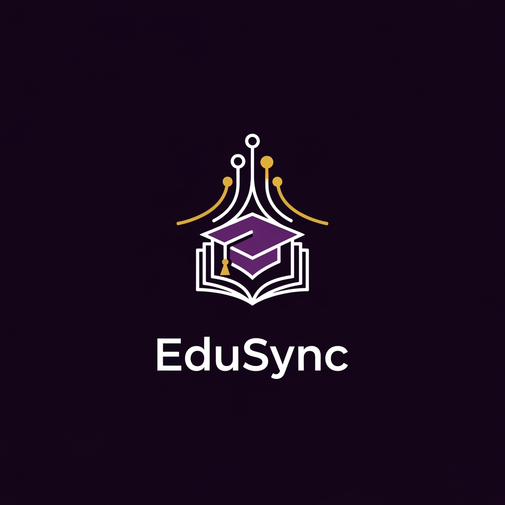 AI Design for Design a modern, premium, minimalist logo for a School Management System mobile application named "EduSync".

Create a clean geometric symbol that combines elements of education, technology, growth, and connectivity.

The icon should subtly merge:
- a graduation cap or open book
- digital network connections
- upward growth
- smart learning

Style:
- premium SaaS startup branding
- modern flat vector design
- clean negative space
- memorable app icon
- suitable for Android, iOS, web, and enterprise software
- professional and trustworthy
- not childish or cartoon

Color Palette:
- Deep Purple #6F5ACD
- Gold Accent #F4C542
- White
- Dark Background #0B0B12

Requirements:
- scalable vector logo
- simple enough for app icon
- luxury tech aesthetic
- Dribbble-quality design
- award-winning branding style
- centered composition
- no mockups, no background objects, logo only

Output:
high-end vector logo, transparent background, 4K quality