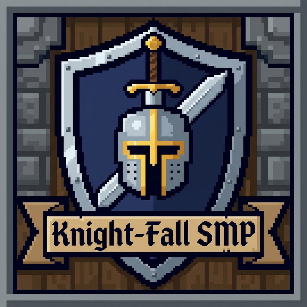 AI Design for Make a minecraft smp logo with the name Knight-Fall SMP