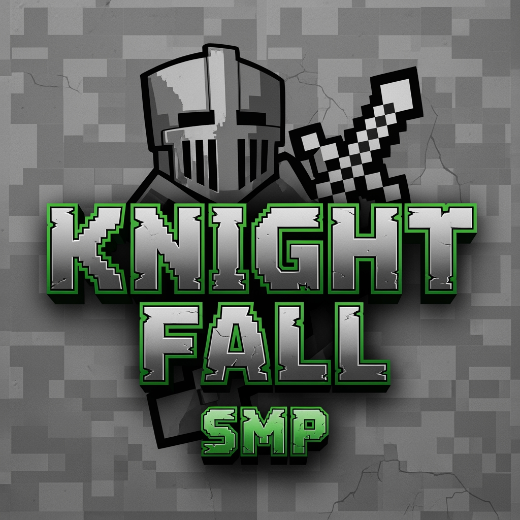 AI Design for Make a minecraft logo with the name Knight-Fall SMP