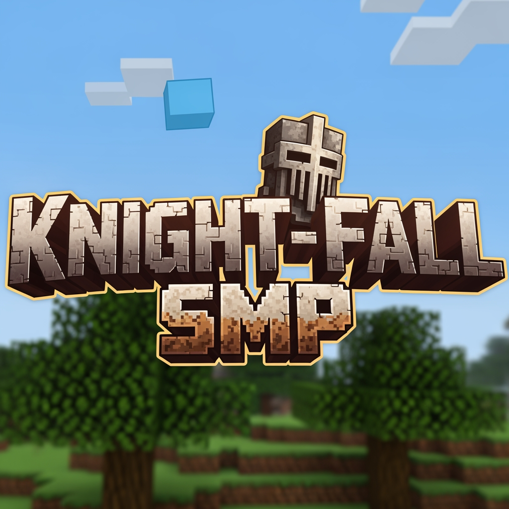AI Design for Make a minecraft logo with the name Knight-Fall SMP
