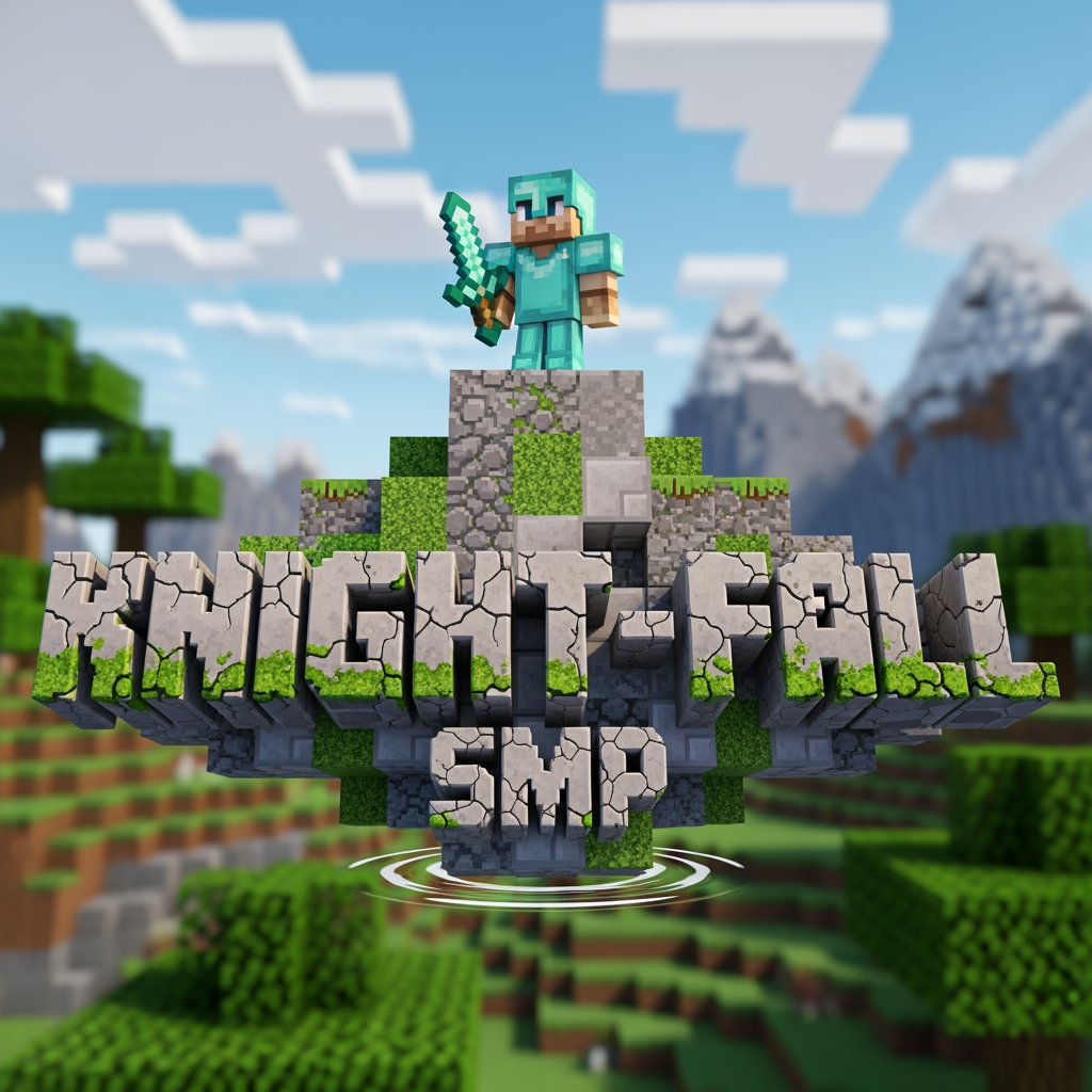 AI Design for Make a minecraft logo with the name Knight-Fall SMP