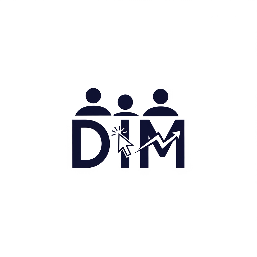 AI Design for Create a modern, minimalist, single-color logo for a digital marketing agency named "DIM" (Dudes Into Marketing). The company was founded by a group of Gen Z marketers, so the logo should feel young, energetic, creative, and slightly playful.

Design a custom wordmark using the letters D, I, and M, where the letters subtly form or incorporate the symbol of three Gen Z dudes working together. The "dudes" can be represented using simple geometric shapes, minimalist heads, hoodies, glasses, hairstyles, or abstract human silhouettes integrated into the typography.

The logo should also communicate digital marketing, using subtle elements such as:

Megaphone shape
Cursor/pointer
Chat bubble
Trending arrow
Signal/wifi lines
Pixel or digital nodes

Include a funny, friendly touch without becoming childish. The logo should feel like a creative startup agency run by young people, combining professionalism with Gen Z personality.

Style: Minimalist, flat design, negative space, geometric, clean lines, premium startup branding.

Color: Single color only (black, dark green, or navy blue).

Avoid: Gradients, shadows, mascots, overly detailed illustrations, corporate stiffness.

Goal: When someone sees the logo, they should immediately feel:

"A group of young dudes doing digital marketing together."

Create 3 concepts:

The letters DIM forming three abstract dudes standing together.
The letter M resembling three people collaborating, with the I acting as a megaphone.
A negative-space wordmark where hidden human faces and a digital marketing symbol are integrated into DIM.