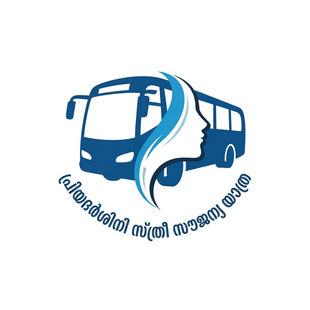 AI Design for change the text in to പ്രിയദർശിനി സ്ത്രീ സൗജന്യ യാത്ര