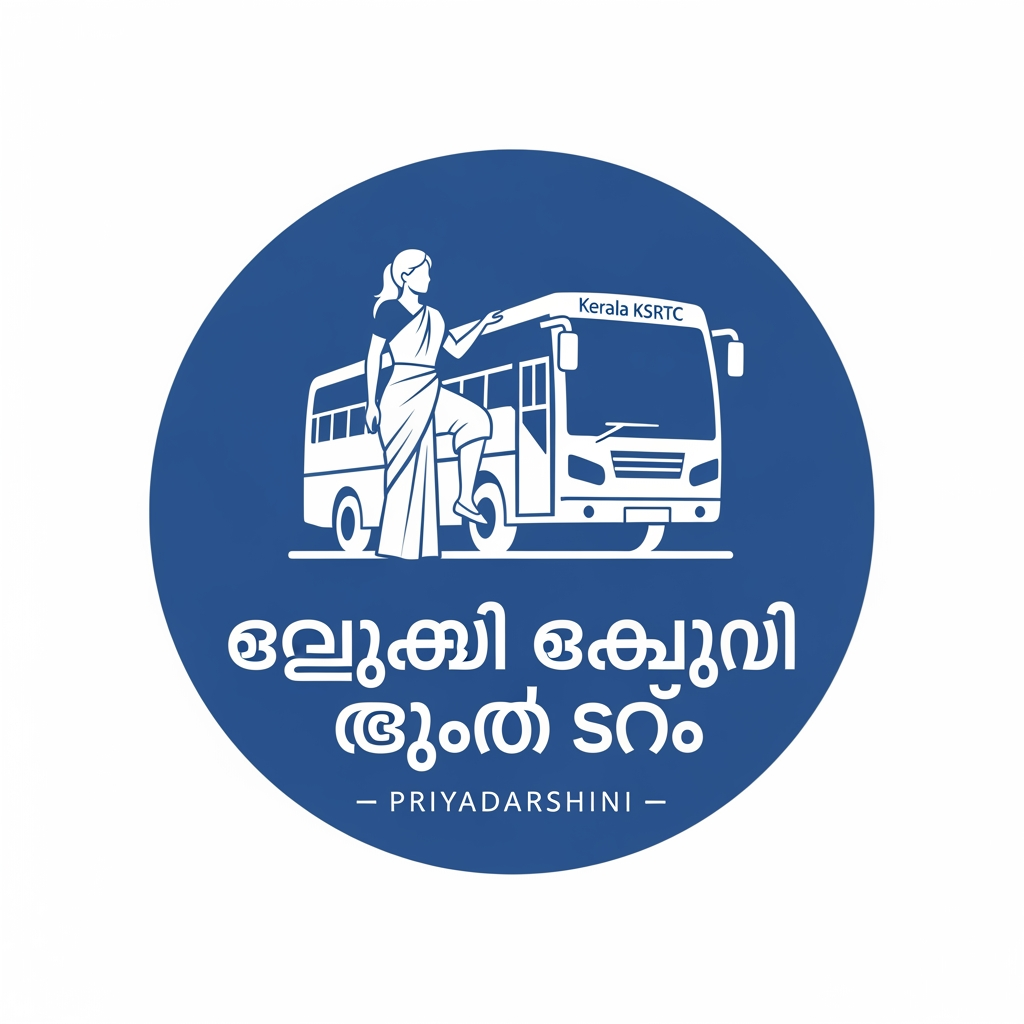 AI Design for A clean, modern logo design for Kerala KSRTC's "Priyadarshini Free Travel Scheme" (പ്രിയദർശിനി സൗജന്യ യാത്ര). The logo features a stylized silhouette of a confident woman in a saree stepping onto or standing beside a Kerala KSRTC bus. The bus is depicted in a minimal, iconic flat design style. Color palette is strictly royal blue and white only. The woman silhouette is white against a blue background. Include the Malayalam text "പ്രിയദർശിനി സൗജന്യ യാത്ര" in clean, bold Malayalam script below the icon, and "PRIYADARSHINI" in small elegant English subtitle. The overall design is circular or badge-shaped, suitable for government scheme branding. Flat vector style, no gradients, no shadows, professional government logo aesthetic, minimalist.


💡 Tips for best results:

Use this prompt on Midjourney, Adobe Firefly, DALL·E 3, or Ideogram (Ideogram works best for text/logos)
On Ideogram.ai — it can render Malayalam text accurately, which is rare among AI tools
Add --no gradients, shadows, 3D effects on Midjourney
Try adding --style raw and --ar 1:1 on Midjourney for a clean square logo


🔵 Color Codes to specify:
ElementColorBackground#003580 (Deep Blue)Icon & Text#FFFFFF (White)Accent (optional)#FFD700 (Kerala Gold)