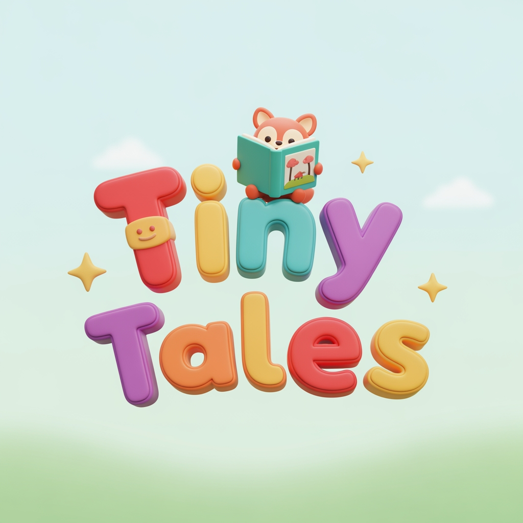 AI Design for Create a cute and professional logo for a children's YouTube channel named "Tiny Tales". Pixar-style 3D illustration, clean background, kid-friendly, high resolution.