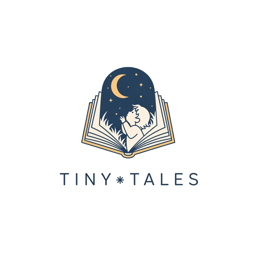 AI Design for Create a premium minimalist logo for a children's storytelling brand named "Tiny Tales". Use clean vector lines, minimalist illustration style, professional children's brand identity, cozy storybook aesthetic, high resolution, transparent background, suitable for YouTube, Instagram, and merchandise.