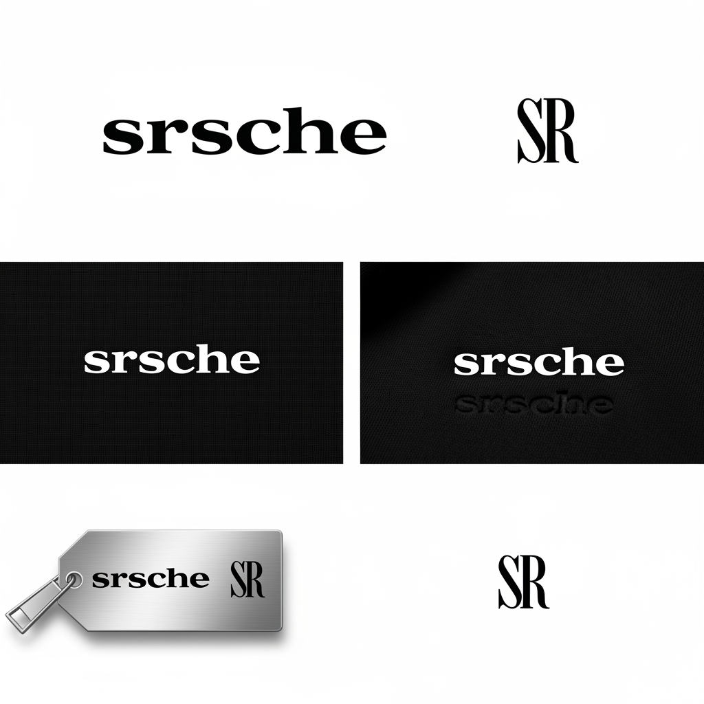 AI Design for Design a premium luxury fashion brand logo for "srsche" (lowercase). The name is inspired by the Gujarati phrase "Saras Che" meaning "It's good", but the logo should feel like an international luxury house such as Porsche, Loewe, Saint Laurent, or Represent.

Style:
- Minimal, timeless, and sophisticated
- Monochrome (black on white and white on black versions)
- Custom typography, elegant letter spacing
- Strong emphasis on the "srsche" wordmark
- Blend modern luxury with subtle European fashion aesthetics
- Clean, high-end, and instantly recognizable
- No obvious Indian motifs or traditional elements

Create:
1. Primary wordmark logo
2. Icon/monogram using "S" or intertwined "SR"
3. Embossed version for hoodies and T-shirts
4. Metal plaque version for tags and zippers
5. Minimal favicon and social media icon

Typography inspiration:
Porsche, Saint Laurent, COS, Represent, Axel Arigato, Fear of God, Loewe

Visual characteristics:
- Wide tracking and balanced kerning
- Sharp yet refined letterforms
- Slightly futuristic with timeless luxury appeal
- Editorial fashion campaign aesthetic
- Suitable for oversized streetwear and premium essentials

Background:
Pure white, matte black, brushed silver, and embossed leather textures.

Avoid:
Gradients, flashy effects, mascots, cartoon elements, and overly complex designs.
