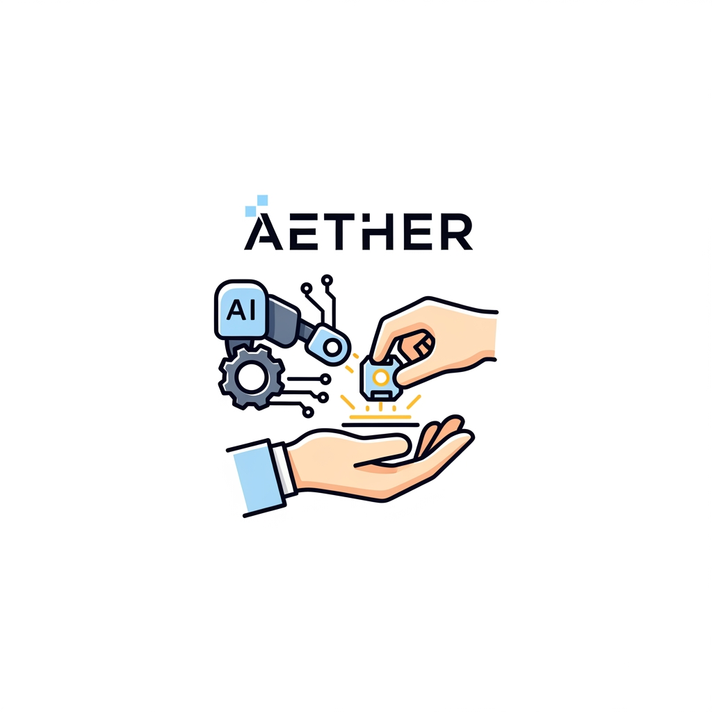 AI Design for can you  create a logo for a AI software engineer named Aether can you  make it it is made by manual like a icon a nice icon