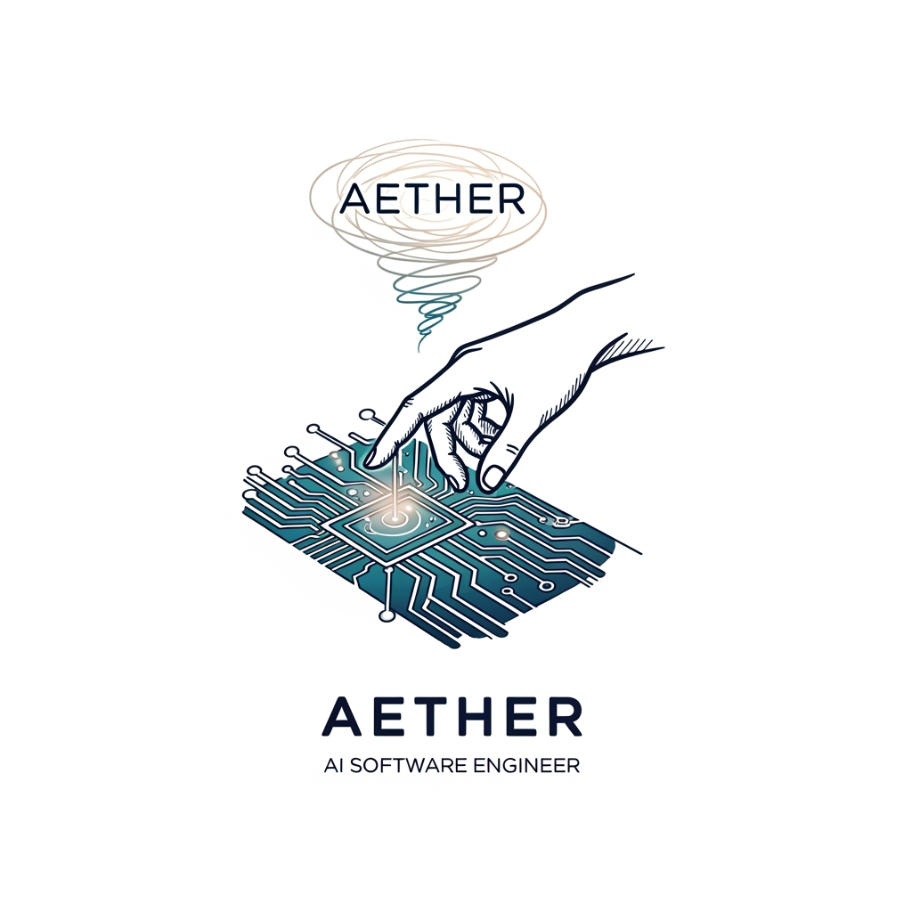 AI Design for can you  create a logo for a AI software engineer named Aether can you  make it it is made by manual like a icon a nice icon