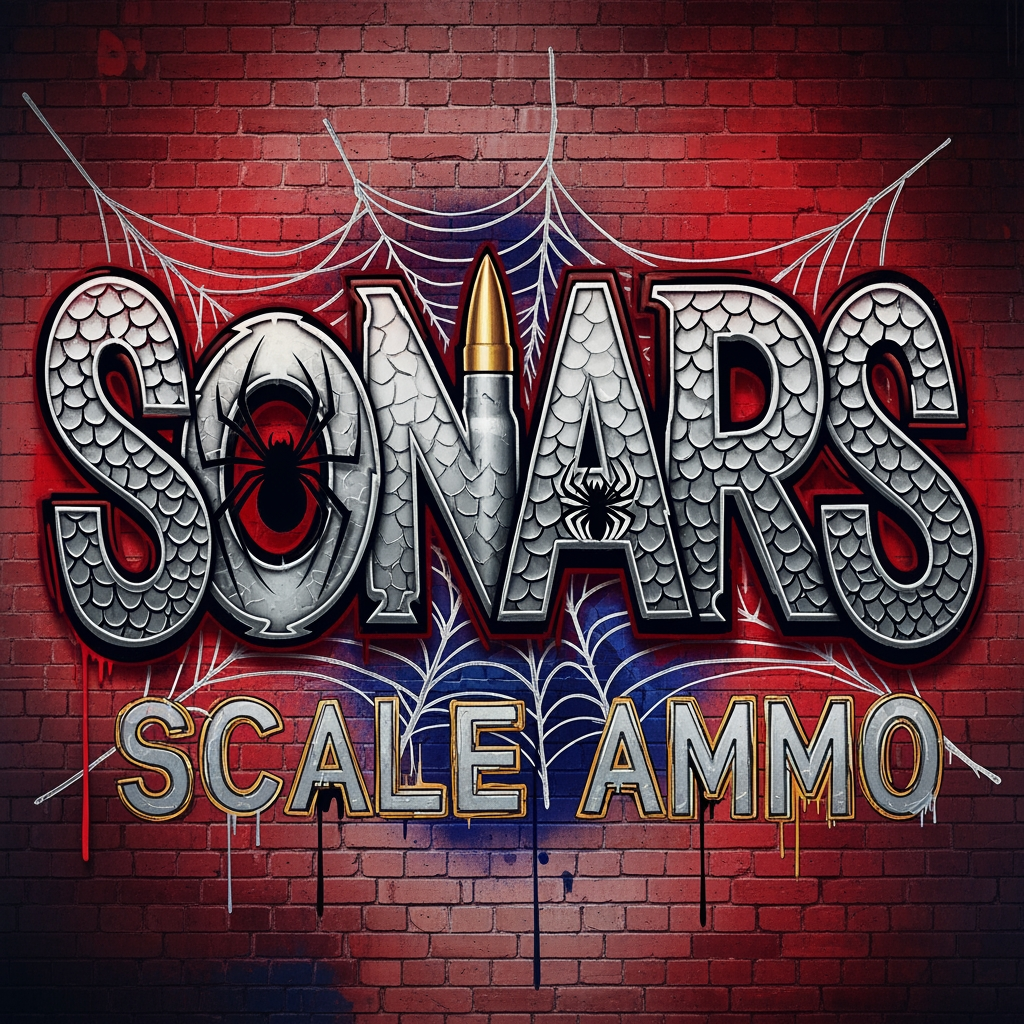 AI Design for MNAKE A LOGO WITH THE NAME SONARS WITH SPIDER WEB   SCALE AMMO GRAFFITI