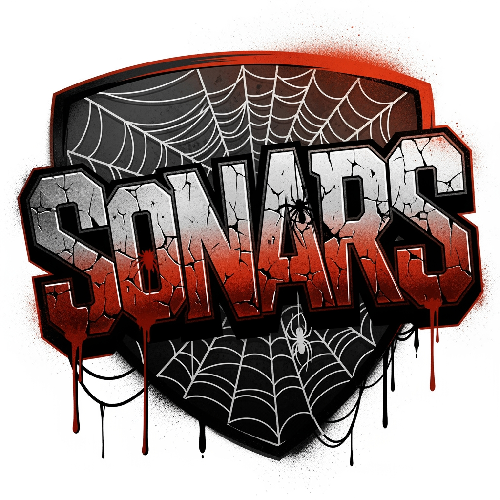AI Design for MNAKE A LOGO WITH THE NAME SONARS WITH SPIDER WEB   SCALE AMMO GRAFFITI