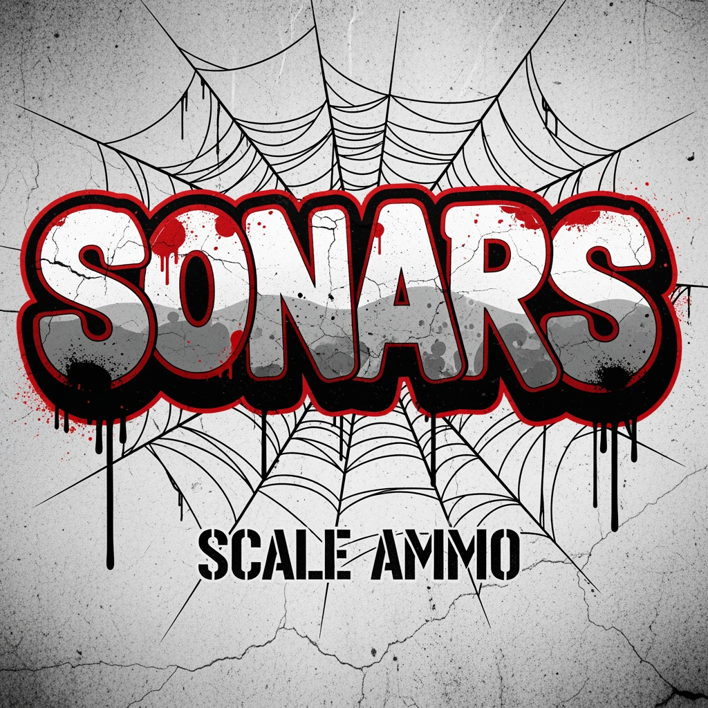 AI Design for MNAKE A LOGO WITH THE NAME SONARS WITH SPIDER WEB   SCALE AMMO GRAFFITI