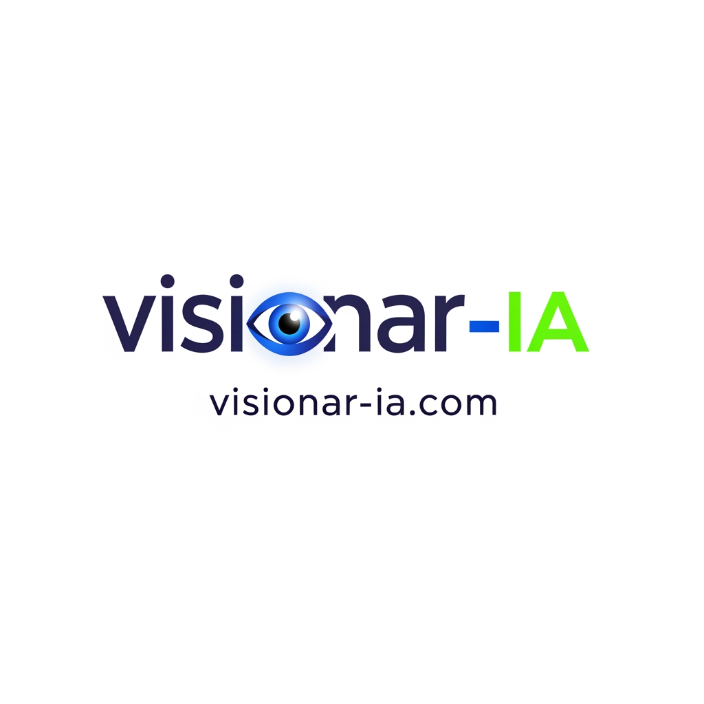 AI Design for logo moderno de mi academia: www.visionar-ia.com que es de cursos de video IA. Que sea moderno con letras parecidas a Bebasneue o Kozuma gotich Pro. Que la "O" sea un ojo. y diferencia "-IA" con otros colores. Hazlo más estilizado y que la "O" tenga más importancia