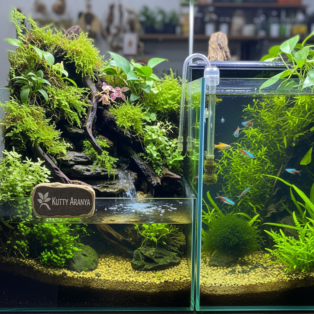 AI Design for Kutty Aranya, we are doing a terrerium, aquarerium and plants business