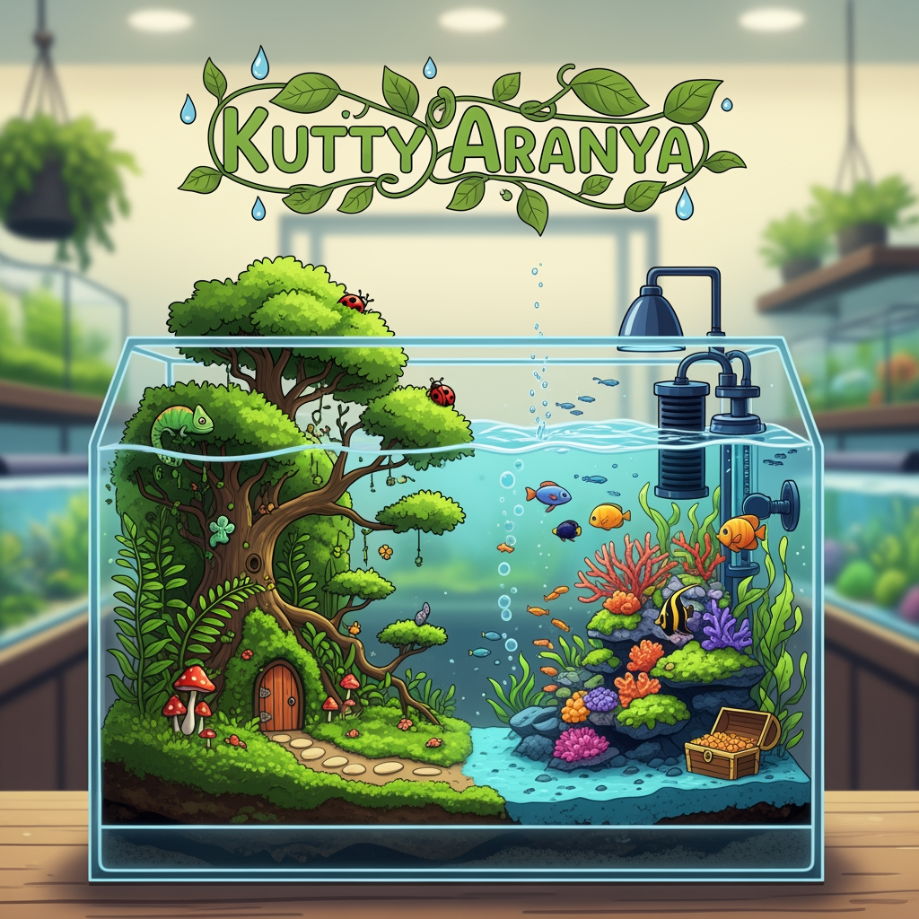 AI Design for Kutty Aranya, we are doing a terrerium, aquarerium and plants business