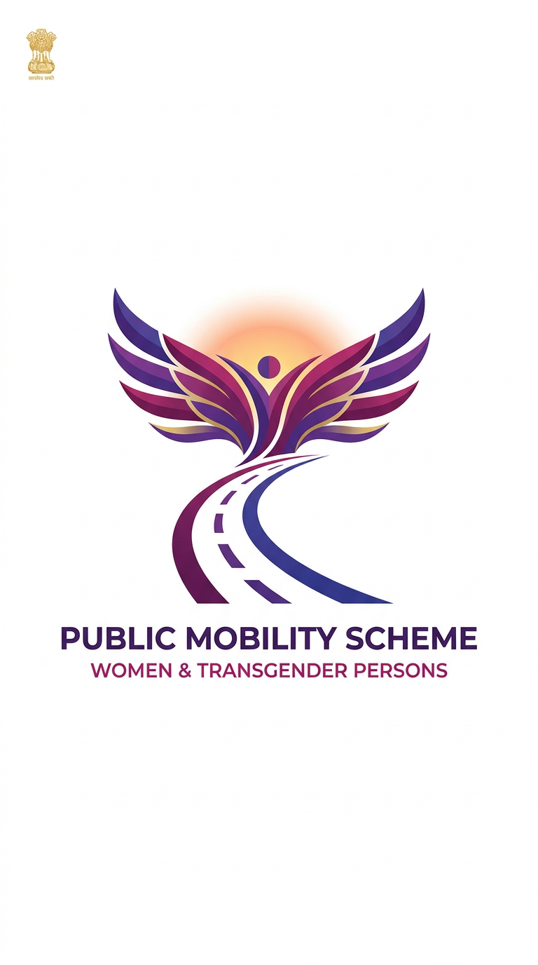 AI Design for Design a professional, modern vector logo for a government-sponsored free public bus travel scheme for women and transgender persons. The logo should symbolize dignity, empowerment, freedom of movement, inclusion, opportunity, and socio-economic progress—not charity, sympathy, or dependence.

The central concept is a road transforming into elegant wings of a woman. The road begins at the bottom as a clean transportation route with subtle lane markings and gradually evolves upward into stylized wings, symbolizing how mobility creates freedom and opportunity. The design should feel uplifting, confident, and forward-moving.

Use a minimal, memorable, competition-winning logo style with clean vector lines, balanced proportions, and strong visual impact. Avoid realistic illustrations, avoid feminine stereotypes, avoid helpless or dependent imagery, and avoid overly complex details. The logo must remain recognizable at small sizes and in black-and-white.

Color palette: royal purple, deep magenta, and subtle gold accents. Optional soft sunrise gradient for hope and progress. The overall feeling should be bold, inclusive, elegant, trustworthy, and government-friendly. make it subtle aesthetic

Professional vector logo, white background, flat design, scalable SVG style, award-winning branding, modern public service identity, clean geometric curves, high contrast, premium quality.