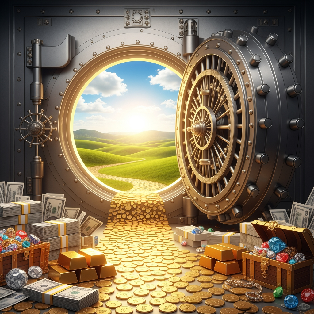 AI Design for a vision of financial freedom and  vault of money