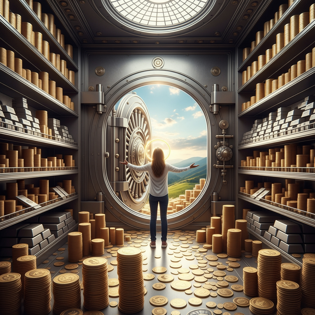 AI Design for a vision of financial freedom and  vault of money