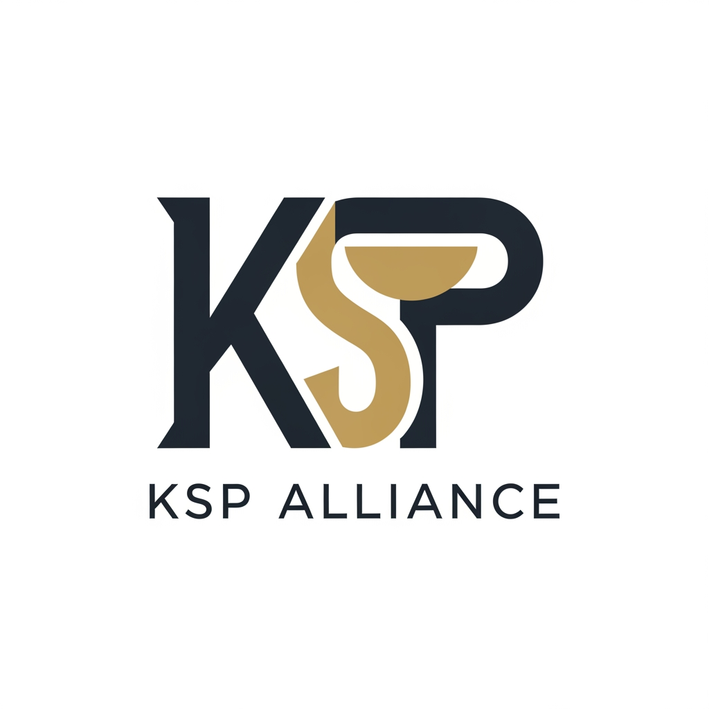AI Design for Minimal modern logo for a construction and real estate company named KSP Alliance.
Create a custom geometric monogram combining K, S, and P into one unified structure.
The leg of the letter K should extend and flow into the S, forming a continuous connection.
The letter P should be merged subtly into the structure, not separate, integrated within the geometry.
Use sharp architectural angles, clean lines, and precise alignment inspired by modern building design.
Style should feel strong, stable, premium, and corporate.
Avoid obvious construction icons (no buildings, cranes, helmets).
Focus on abstract, intelligent geometry and negative space.

Color palette: charcoal black and muted gold accents.

Typography: include “KSP ALLIANCE” in a clean, modern sans-serif font.

Style: flat vector, no gradients, no 3D, high contrast, white background.

The logo should be scalable, minimal, and suitable for real estate branding, hoardings, and corporate identity.