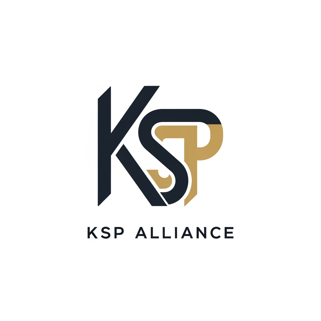 AI Design for Minimal modern logo for a construction and real estate company named KSP Alliance.
Create a custom geometric monogram combining K, S, and P into one unified structure.
The leg of the letter K should extend and flow into the S, forming a continuous connection.
The letter P should be merged subtly into the structure, not separate, integrated within the geometry.
Use sharp architectural angles, clean lines, and precise alignment inspired by modern building design.
Style should feel strong, stable, premium, and corporate.
Avoid obvious construction icons (no buildings, cranes, helmets).
Focus on abstract, intelligent geometry and negative space.

Color palette: charcoal black and muted gold accents.

Typography: include “KSP ALLIANCE” in a clean, modern sans-serif font.

Style: flat vector, no gradients, no 3D, high contrast, white background.

The logo should be scalable, minimal, and suitable for real estate branding, hoardings, and corporate identity.