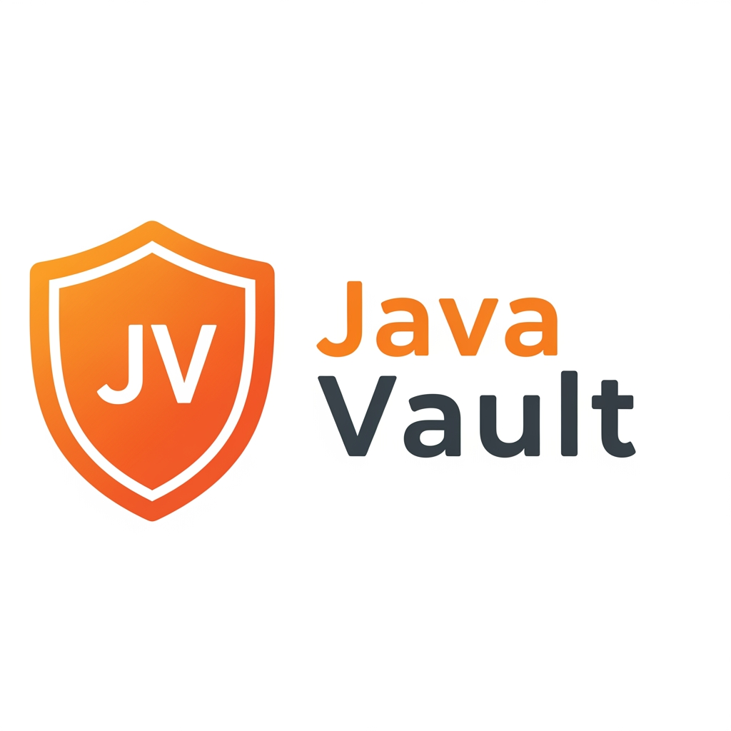 AI Design for now make an logo  JV Shield (orange shield + white "JV") for the primary icon, paired with a wordmark JavaVault where "Java" is orange and "Vault" is charcoal.