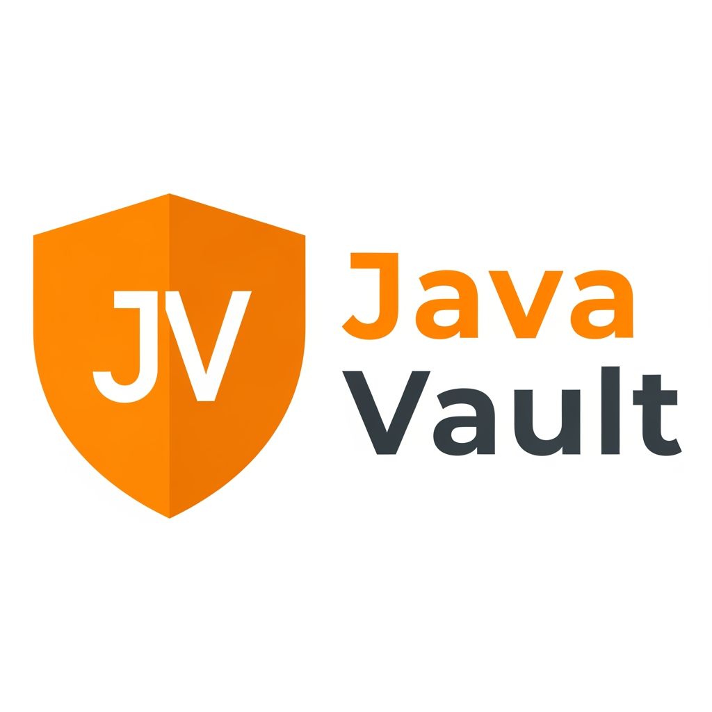 AI Design for now make an logo  JV Shield (orange shield + white "JV") for the primary icon, paired with a wordmark JavaVault where "Java" is orange and "Vault" is charcoal.
