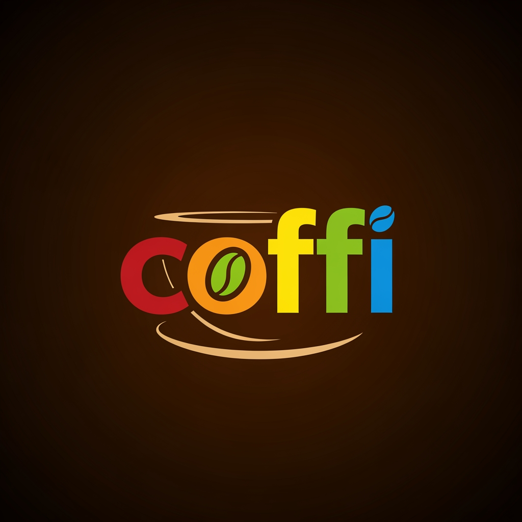 AI Design for backgroud color coffi text color in match logo is color full atrictive