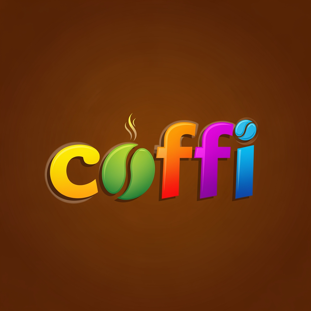 AI Design for backgroud color coffi text color in match logo is color full atrictive
