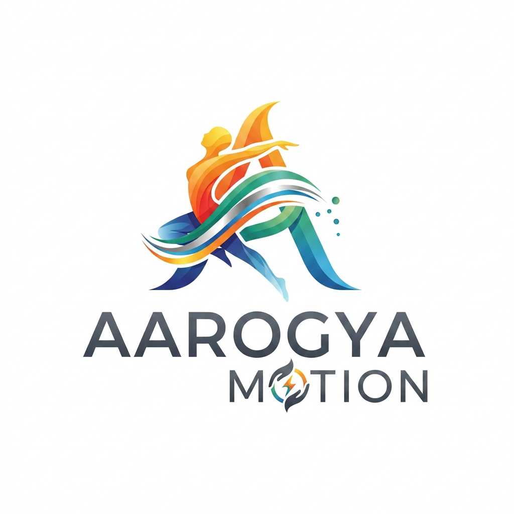 AI Design for aarogya motion- my phsiotherapy business name , create a unique logo