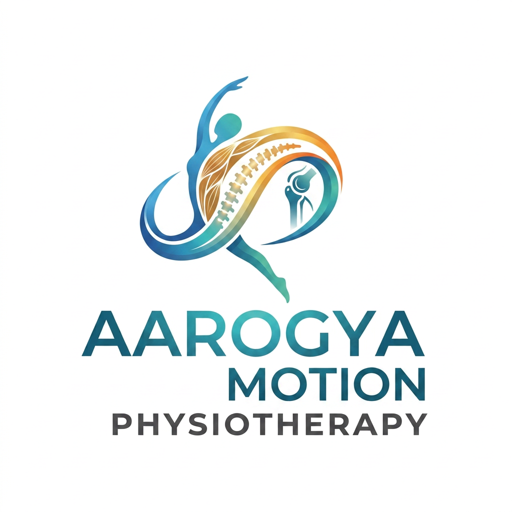 AI Design for aarogya motion- my phsiotherapy business name , create a unique logo