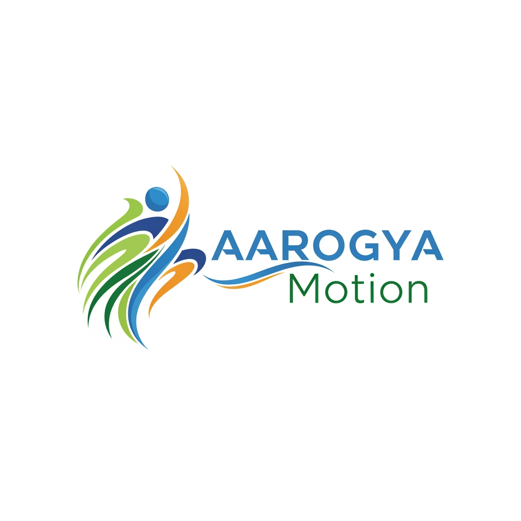 AI Design for aarogya motion- my phsiotherapy business name , create a unique logo
