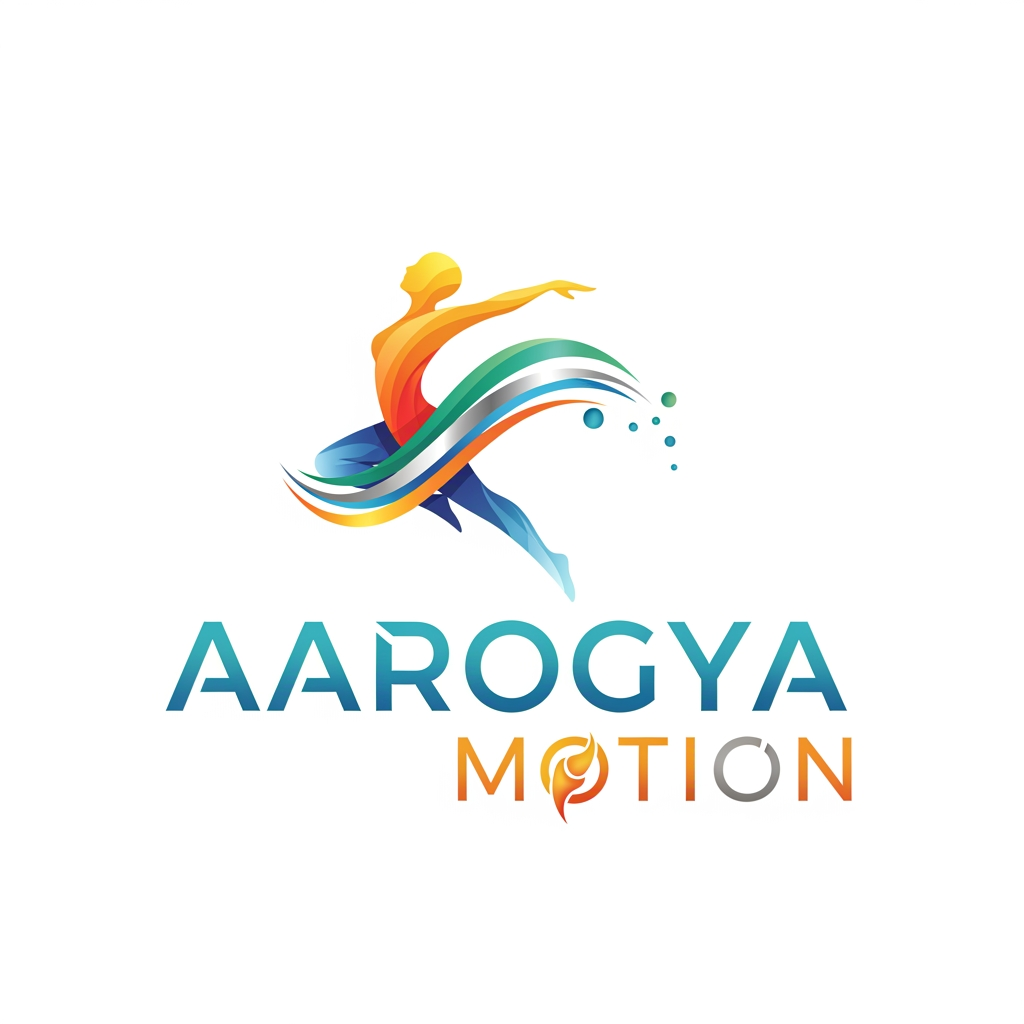 AI Design for aarogya motion- my phsiotherapy business name , create a unique logo