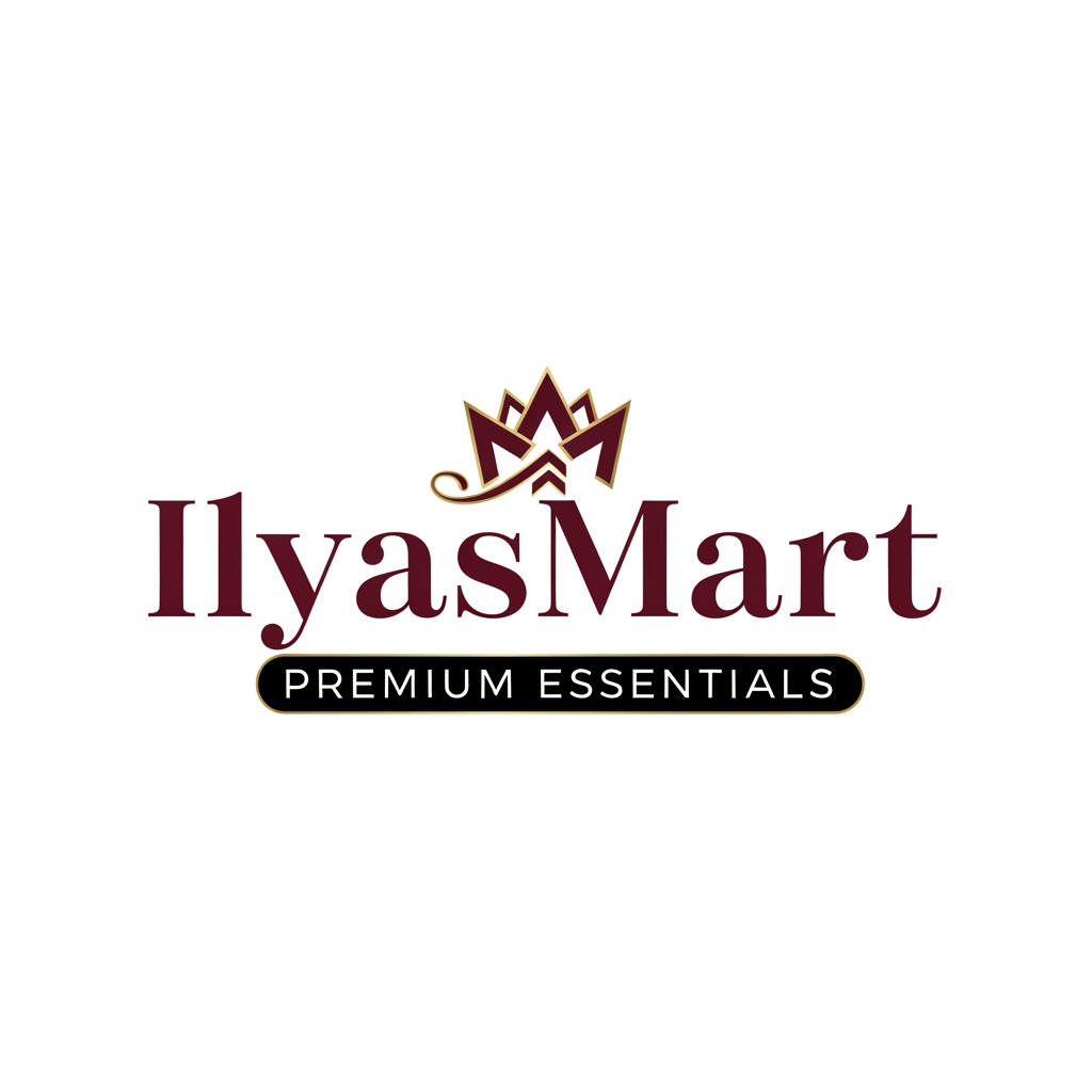 AI Design for Create a modern luxury logo for "IlyasMart".
Colors: Burgundy, Black and Gold.
Style: Elegant and professional.
Suitable for an eCommerce store selling perfumes, beauty products, shoes and kitchen essentials.