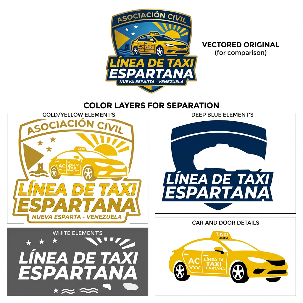 AI Design for vectoriza este logo y seprar por colores