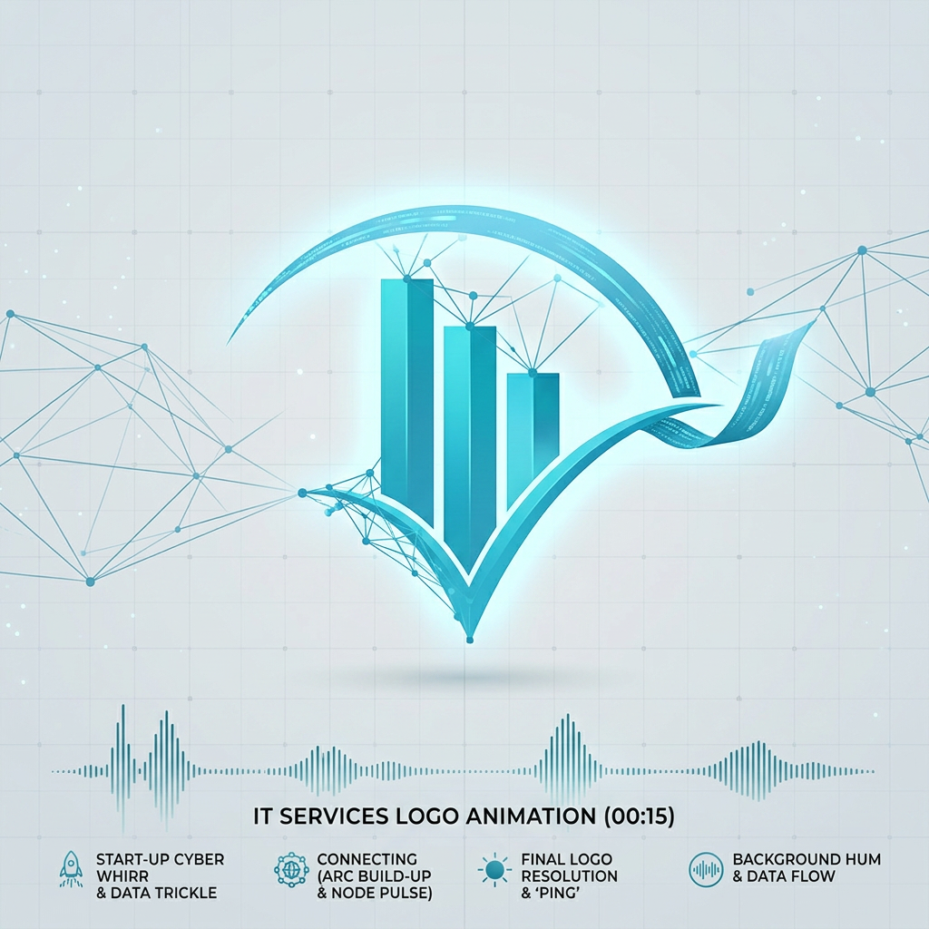 AI Design for ADD motion graphics to this logo and add sound effects as well..as this is a IT services related logo to the animation accordingly