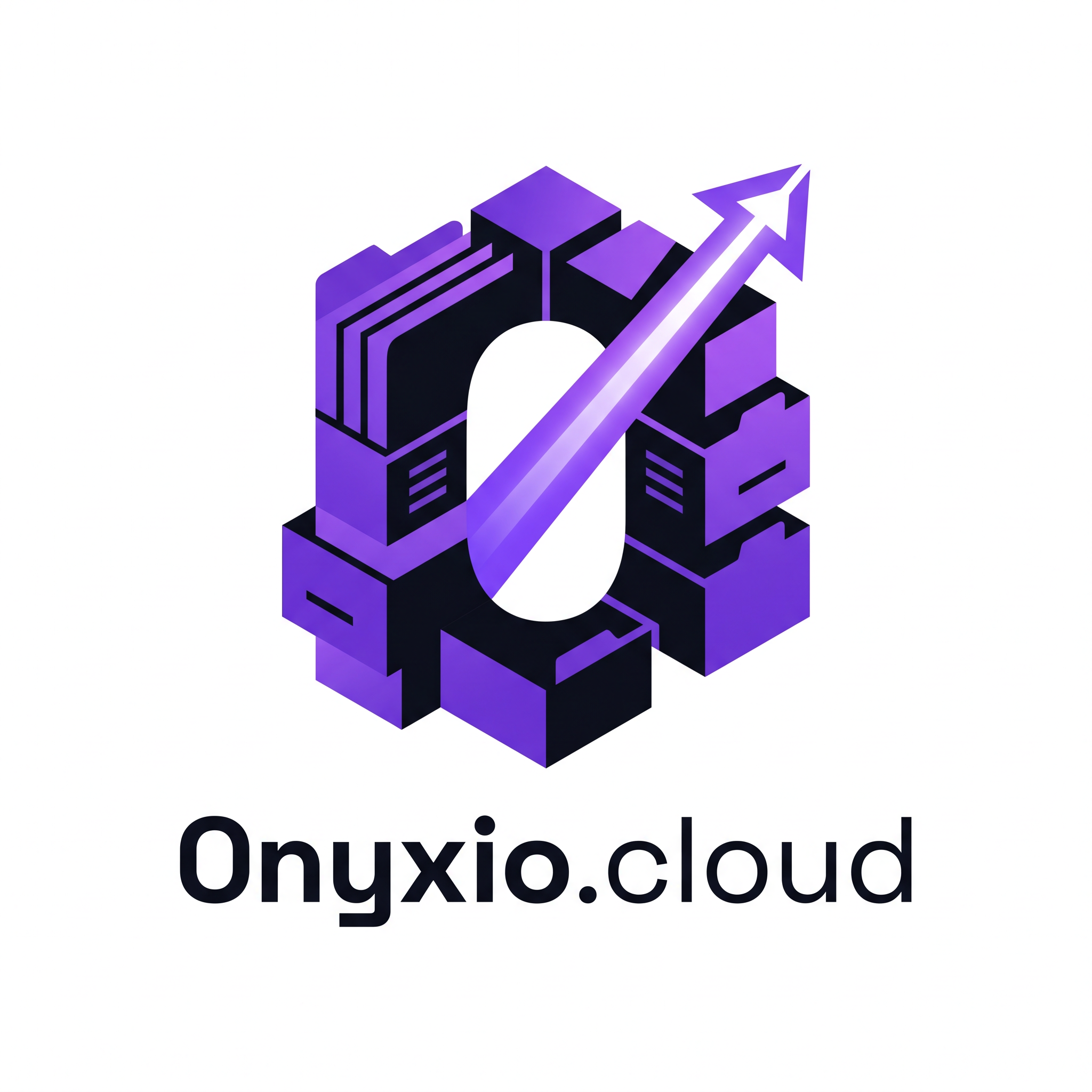 AI Design for Design a premium and highly memorable logo for "Onyxio.cloud", a Document Archival & Retrieval System (DARS) platform.

Instead of using generic cloud icons, create a unique abstract symbol that combines the concepts of:

• Digital document archiving
• Intelligent search and retrieval
• Organized data storage
• Secure records management
• AI-powered information access

The icon should feature stacked document layers transforming into a modern geometric "O" shape through negative space. Integrate subtle visual elements inspired by indexed files, document folders, data blocks, and search pathways. The design should communicate the idea of finding the right document instantly from a massive archive.

Color Palette:
• Primary: #7C3AED (Vibrant Purple)
• Secondary: #0A0D16 (Deep Space Black)

Typography:
• Text: Onyxio.cloud
• Font Family: Space Grotesk
• Modern geometric sans-serif
• Premium enterprise software branding

Style:
• Flat vector logo
• Clean white background
• Minimalist and futuristic
• Enterprise SaaS aesthetic
• Scalable for favicon, dashboard, mobile app, and website
• Strong negative space usage
• No generic cloud icons
• No shields, locks, or stock symbols

Visual Concept:
Imagine thousands of archived documents organized into intelligent layers, with one highlighted path leading instantly to the desired file. The icon should subtly form the letter "O" while representing document indexing, archival storage, and rapid retrieval.

Keywords:
Document Management System, DARS, Enterprise SaaS, Knowledge Base, Digital Archive, Smart Search, File Indexing, Data Retrieval, Information Architecture, Modern Tech Branding, Abstract Geometric Logo, Premium Vector Identity.