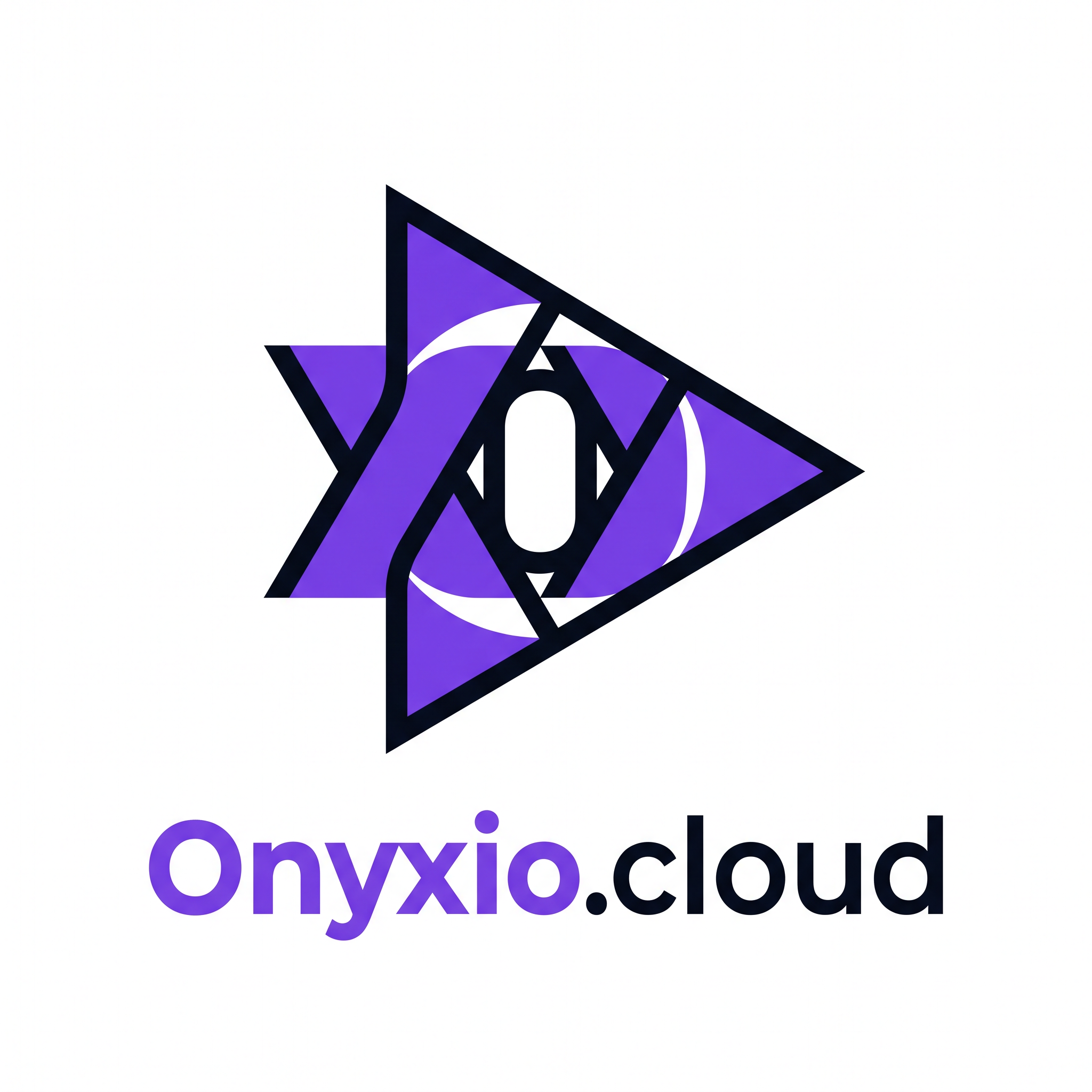 AI Design for Design a world-class, modern SaaS and cloud technology logo for "Onyxio.cloud". Create a highly distinctive and memorable icon that avoids generic cloud symbols. The logo should feature an abstract geometric mark formed from interconnected angular shapes that subtly represent cloud infrastructure, scalability, security, and intelligent connectivity. The symbol should feel innovative, premium, and enterprise-grade, suitable for a next-generation cloud platform.

Use a sophisticated color palette:

Primary: #7C3AED (Vibrant Purple)
Secondary: #0A0D16 (Deep Space Black)

The icon should combine clean geometric precision with smooth futuristic curves, creating a unique visual identity that feels both powerful and elegant. Incorporate subtle negative space techniques to suggest the letter "O" without making it obvious.

Typography:

Brand Name: Onyxio.cloud
Font Style: Space Grotesk, modern geometric sans-serif
Strong, balanced letter spacing
Professional B2B technology branding

Style Requirements:

Flat vector design
Clean white background
Minimalist but memorable
Premium startup meets enterprise software aesthetic
Dribbble-quality presentation
Scalable for website, favicon, app icon, dashboard, and print
No stock elements, no generic clouds, no shields, no locks

Visual Inspiration:
A fusion of cloud architecture, digital networks, data flow, and futuristic infrastructure, expressed through a bold abstract symbol that instantly feels like a billion-dollar technology company.