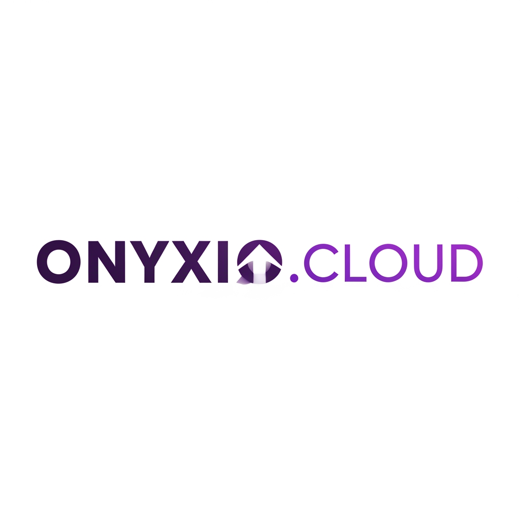 AI Design for A professional, minimalist logo for 'Onyxio.cloud'. Heavy, bold, modern sans-serif typeface. The letter 'x' features a clever negative space upward-pointing arrow in the center. Consistent deep purple to violet gradient on the text. High-end SaaS branding, clean lines, balanced composition, solid white background."