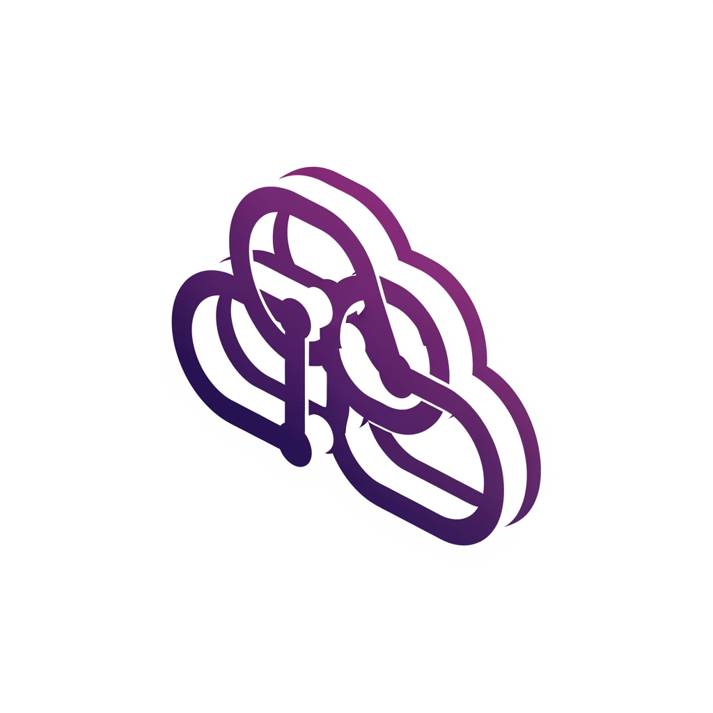 AI Design for A geometric logo design, interlocking interconnected nodes forming a cloud shape, sleek isometric style, deep purple and violet gradient, professional and enterprise software branding, clean vector look, white background.