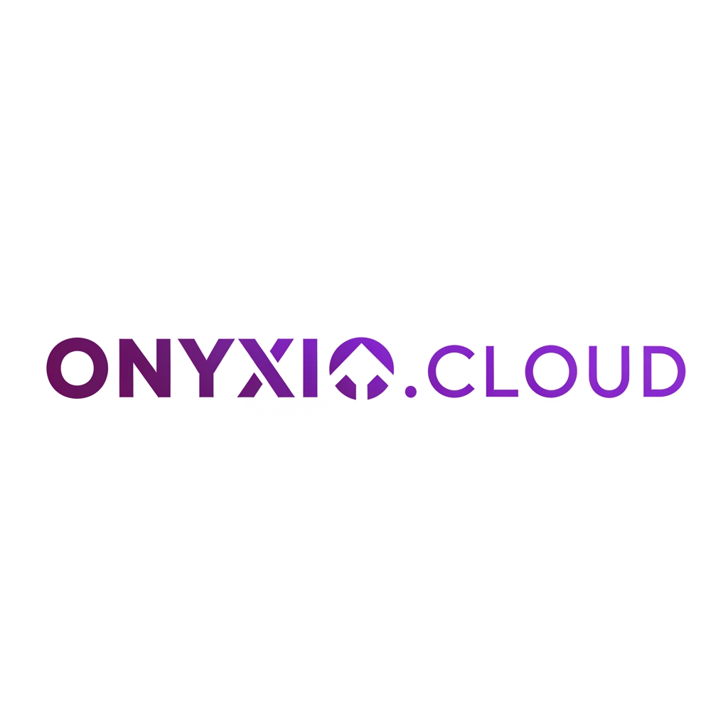 AI Design for A professional, minimalist logo for 'Onyxio.cloud'. Heavy, bold, modern sans-serif typeface. The letter 'x' features a clever negative space upward-pointing arrow in the center. Consistent deep purple to violet gradient on the text. High-end SaaS branding, clean lines, balanced composition, solid white background."