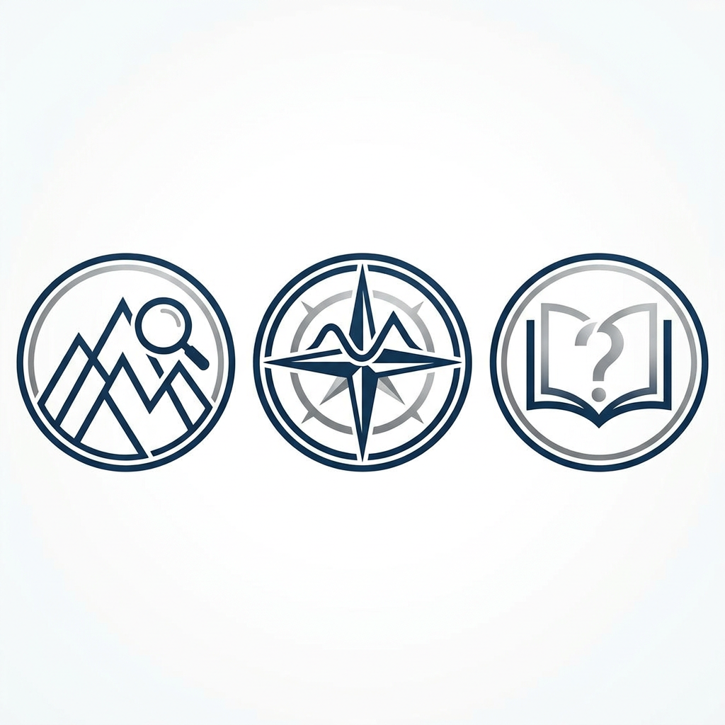 AI Design for in all three, we have Q and M within the logo. I do not want the alphabet. I want to have some visual metaphor.
